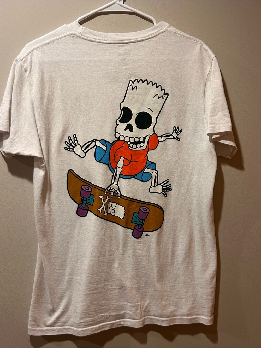 The Simpsons Bart Simpson Skeleton Skateboard TShirt Mens M Short Sleeve Cotton